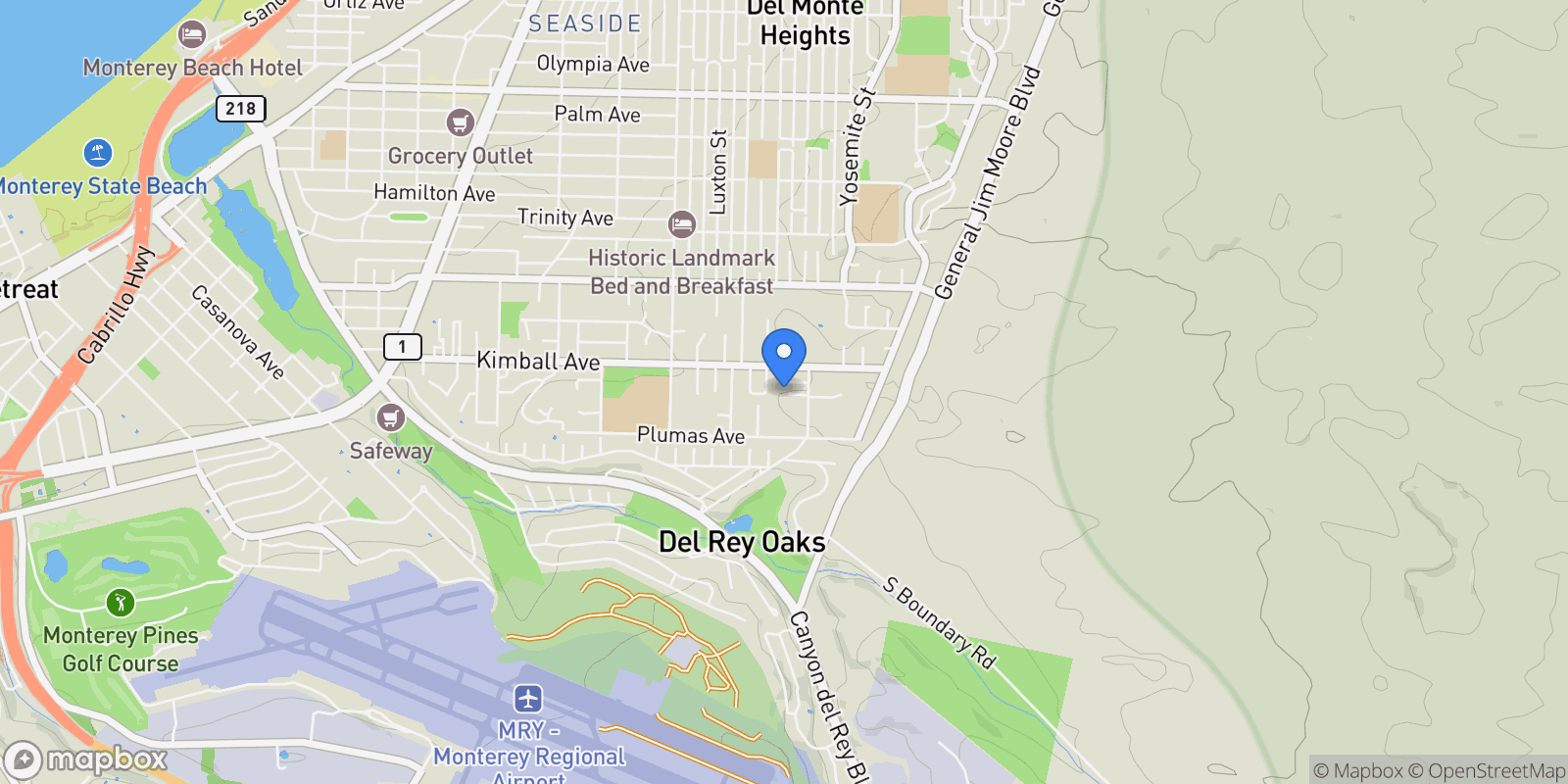 Map showing 1497 Highland Place, Sand City, California, United States.
