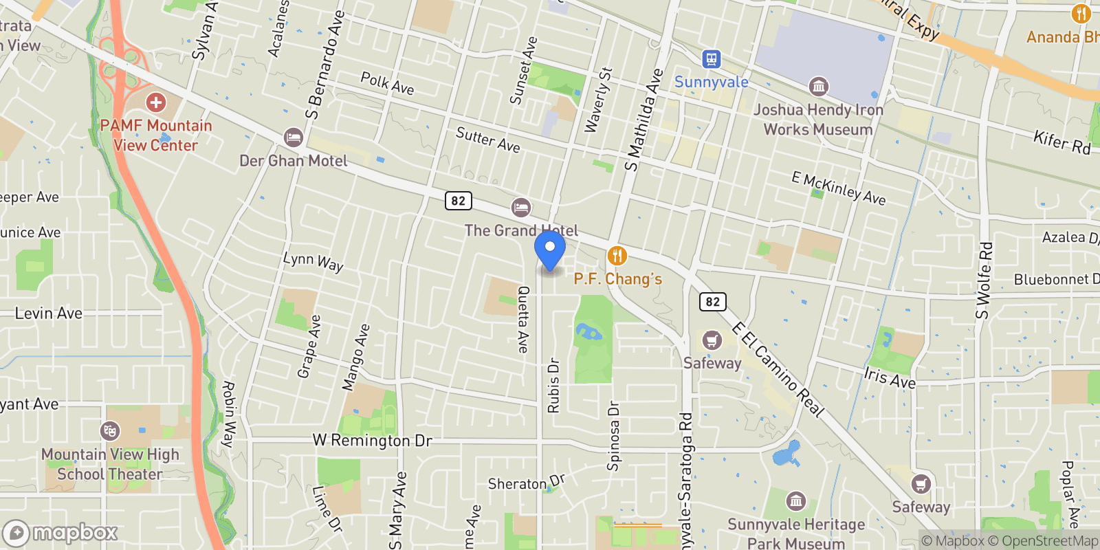 Map showing 745 Reseda Drive, Sunnyvale, California, United States.