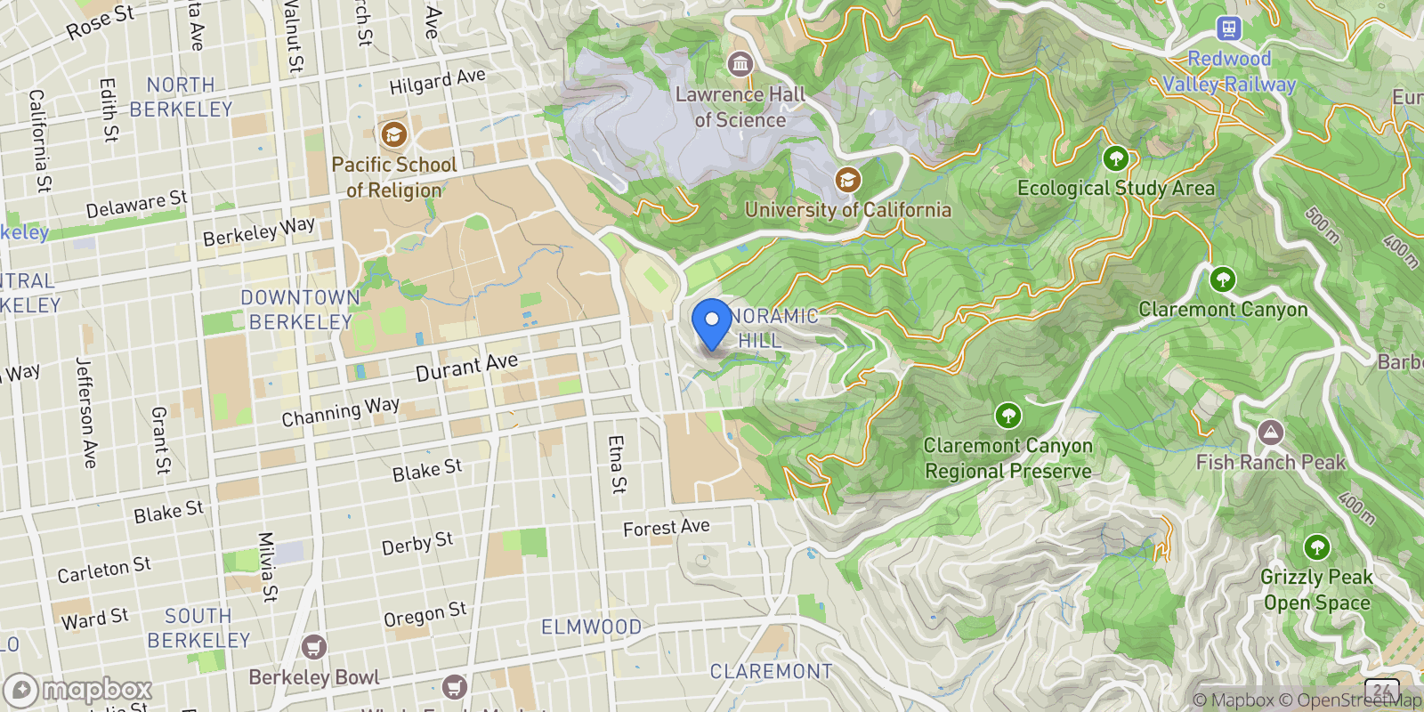 Map showing 60 Panoramic Way, Berkeley, California, United States.