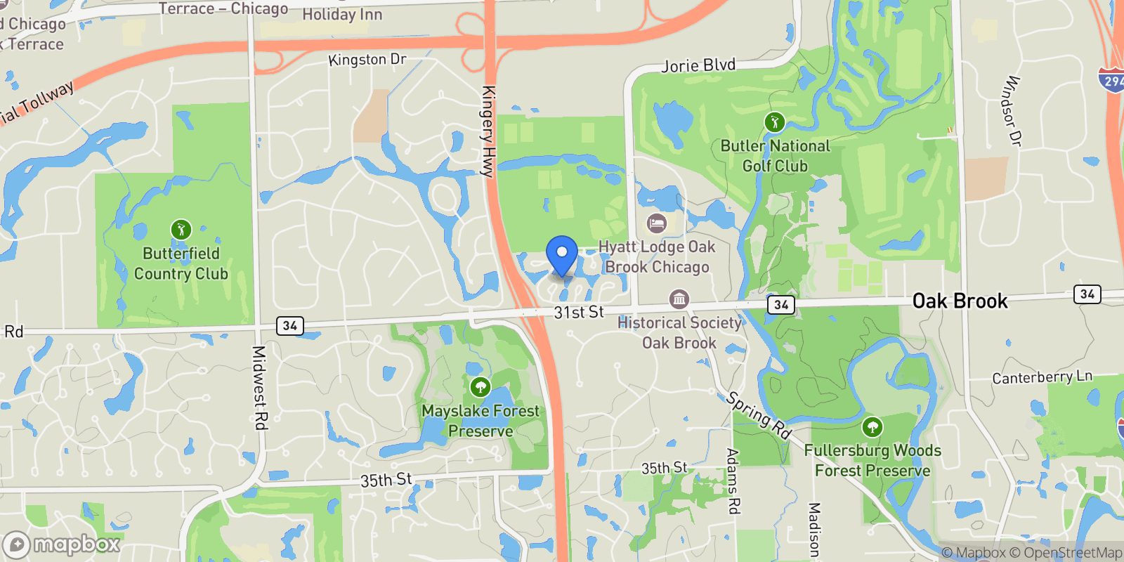 Map showing 48 FOREST GATE Circle, Oak Brook, Illinois, United States.