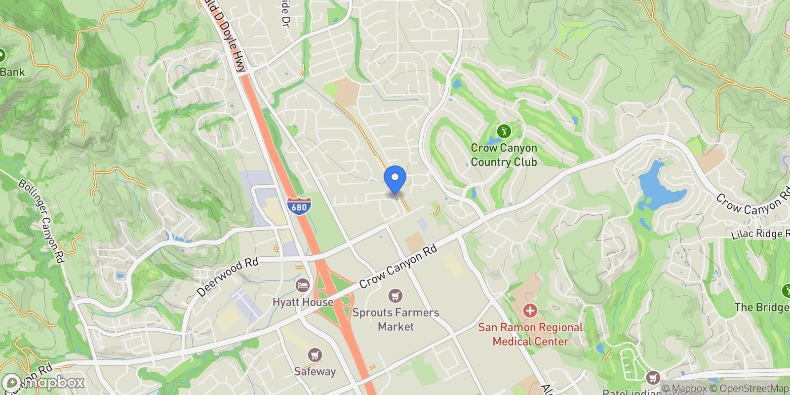 Map showing 1257 Silverwood Ct, Danville, California, United States.