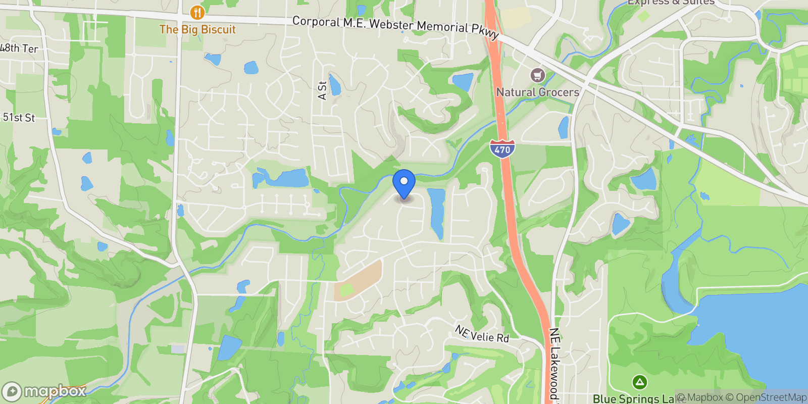 Map showing 304 NE Hidden Valley Way, Lee's Summit, MO 64064, Lee's Summit, Missouri, United States.