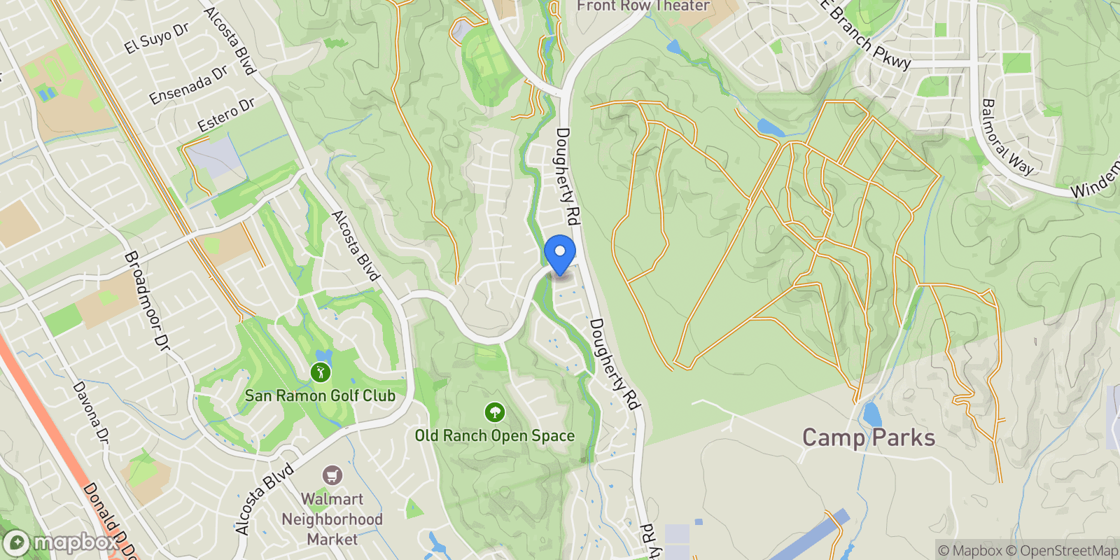 Map showing 705 Bridge Creek Dr, San Ramon, California, United States.