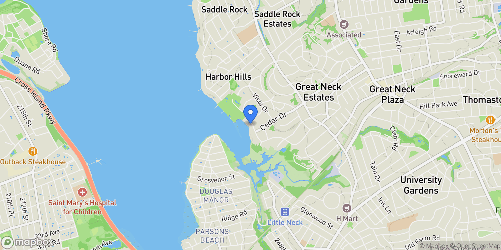 Map showing 6 Shore Drive, Great Neck, NY 11021, Great Neck, New York, United States.