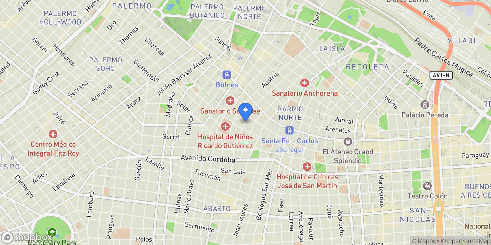 Map showing Agüero al 1300, Barrio Norte, Buenos Aires, Buenos Aires, Argentina.