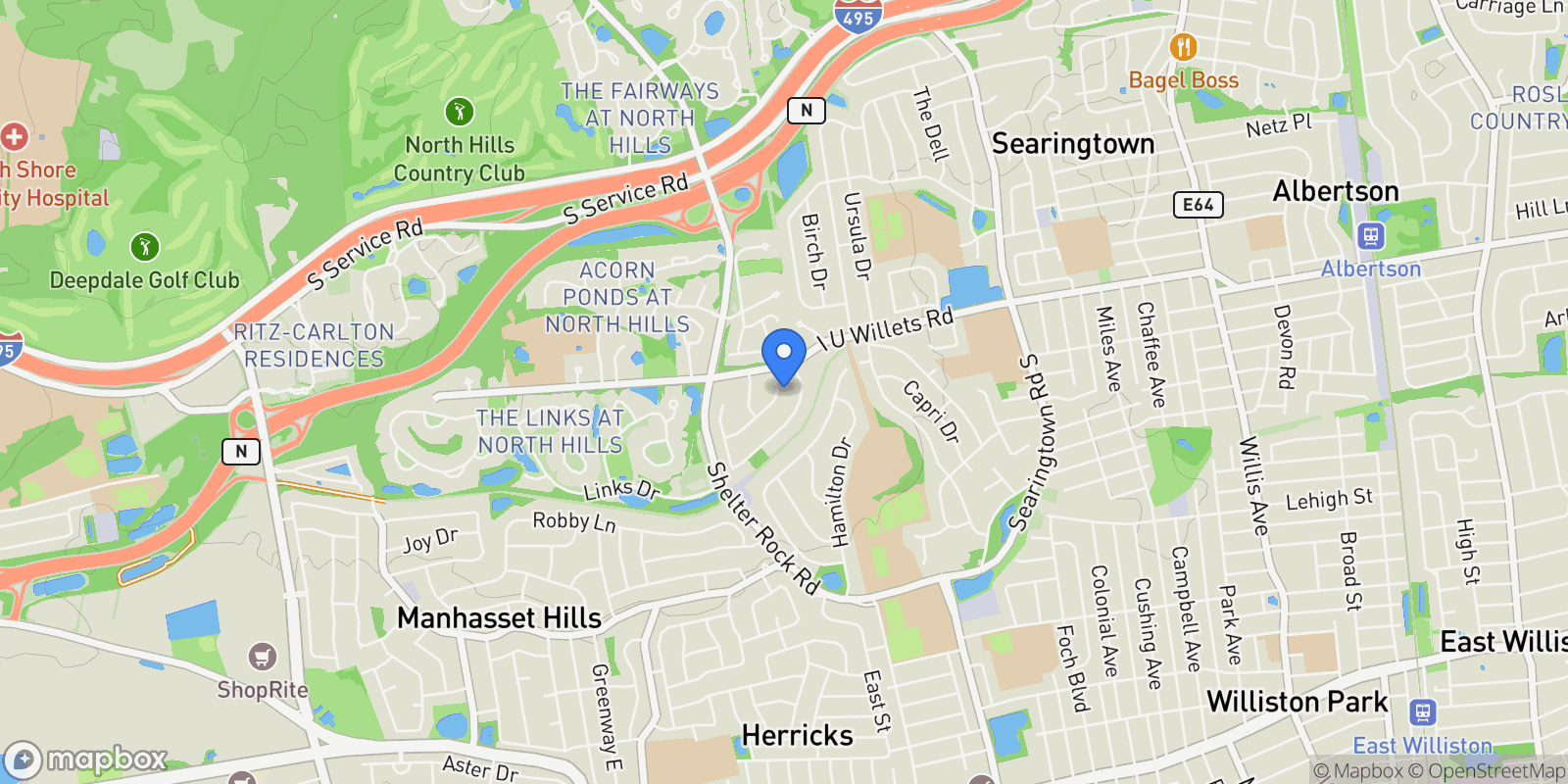 Map showing 27 Bridle Path, Roslyn, NY 11576, Roslyn, New York, United States.
