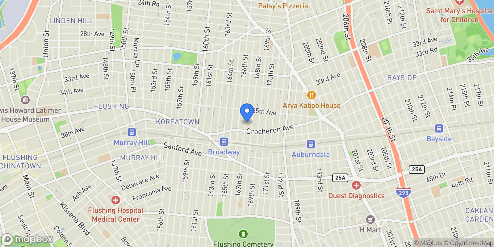 Map showing 3549 167th Street, Flushing, NY 11358, New York, New York, United States.