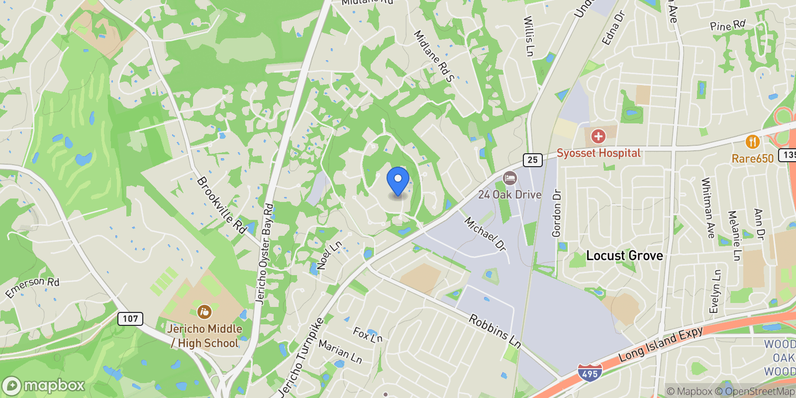 Map showing 9 Earle Drive, Muttontown, NY 11791, Muttontown, New York, United States.