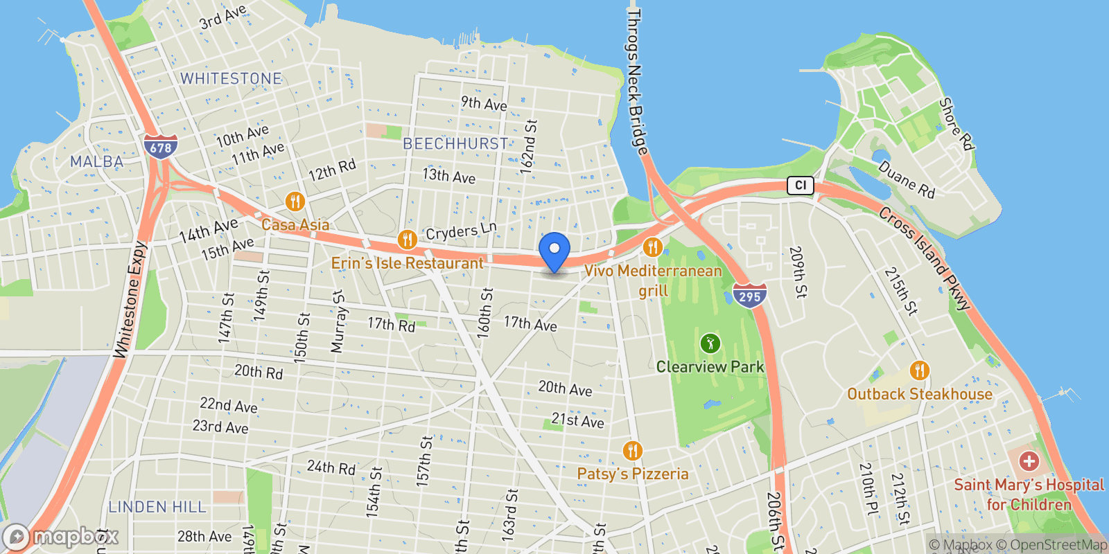 Map showing 163-37 15 Drive, Beechhurst, NY 11357, New York, New York, United States.