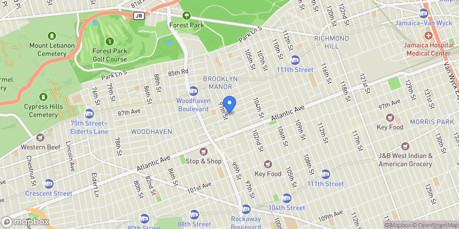 Map showing 8944 98th Street, Woodhaven, NY 11421, New York, New York, United States.
