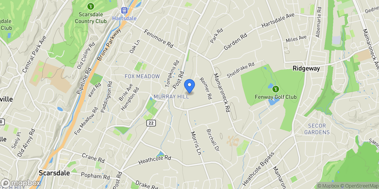 Map showing 10 Cooper Road, Scarsdale, NY 10583, Scarsdale, New York, United States.