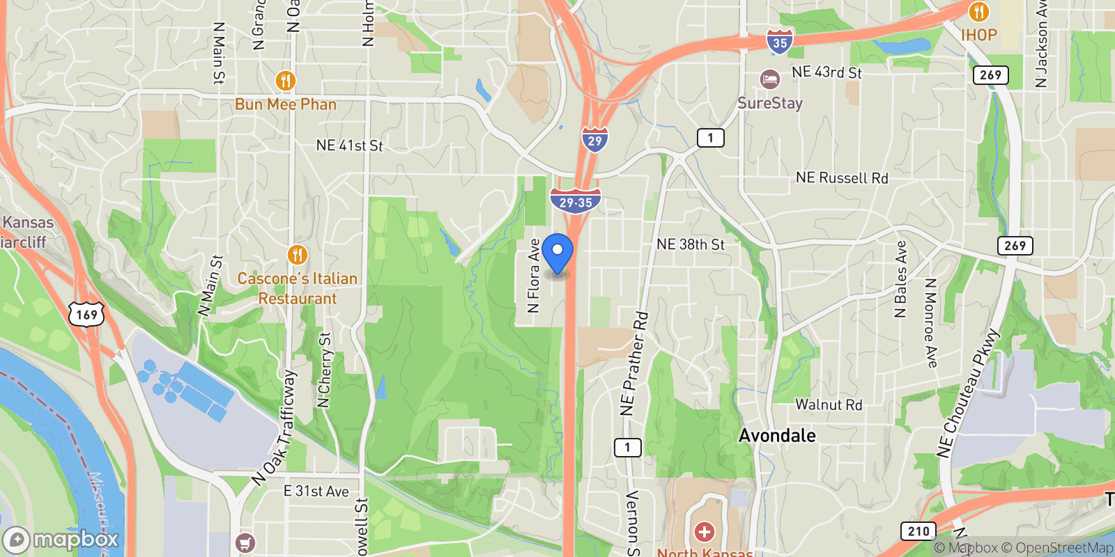 Map showing 3711 N Wayne Avenue, Kansas City, MO 64116, Kansas City, Missouri, United States.