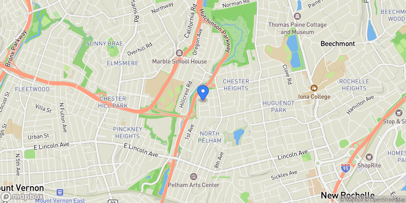 Map showing 10 Poplar Avenue, Village of Pelham, New York, United States.