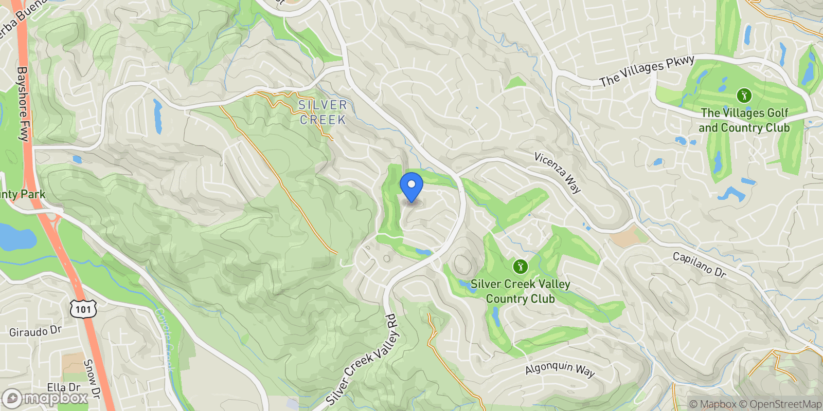 Map showing 5090 Birkdale Way, San Jose, California, United States.