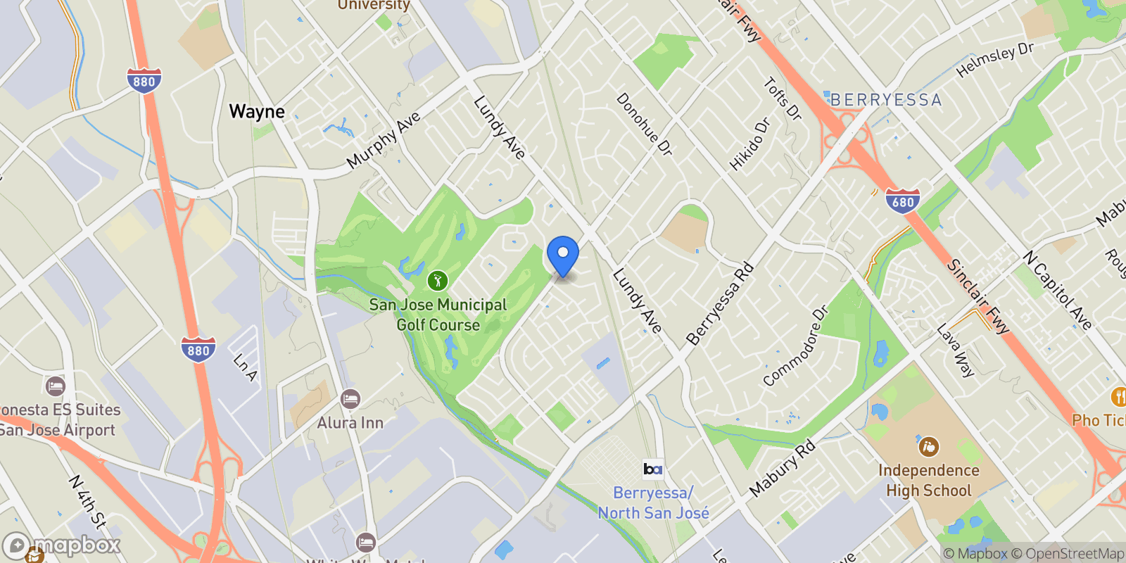 Map showing 1291 Royal Crest Drive, San Jose, California, United States.