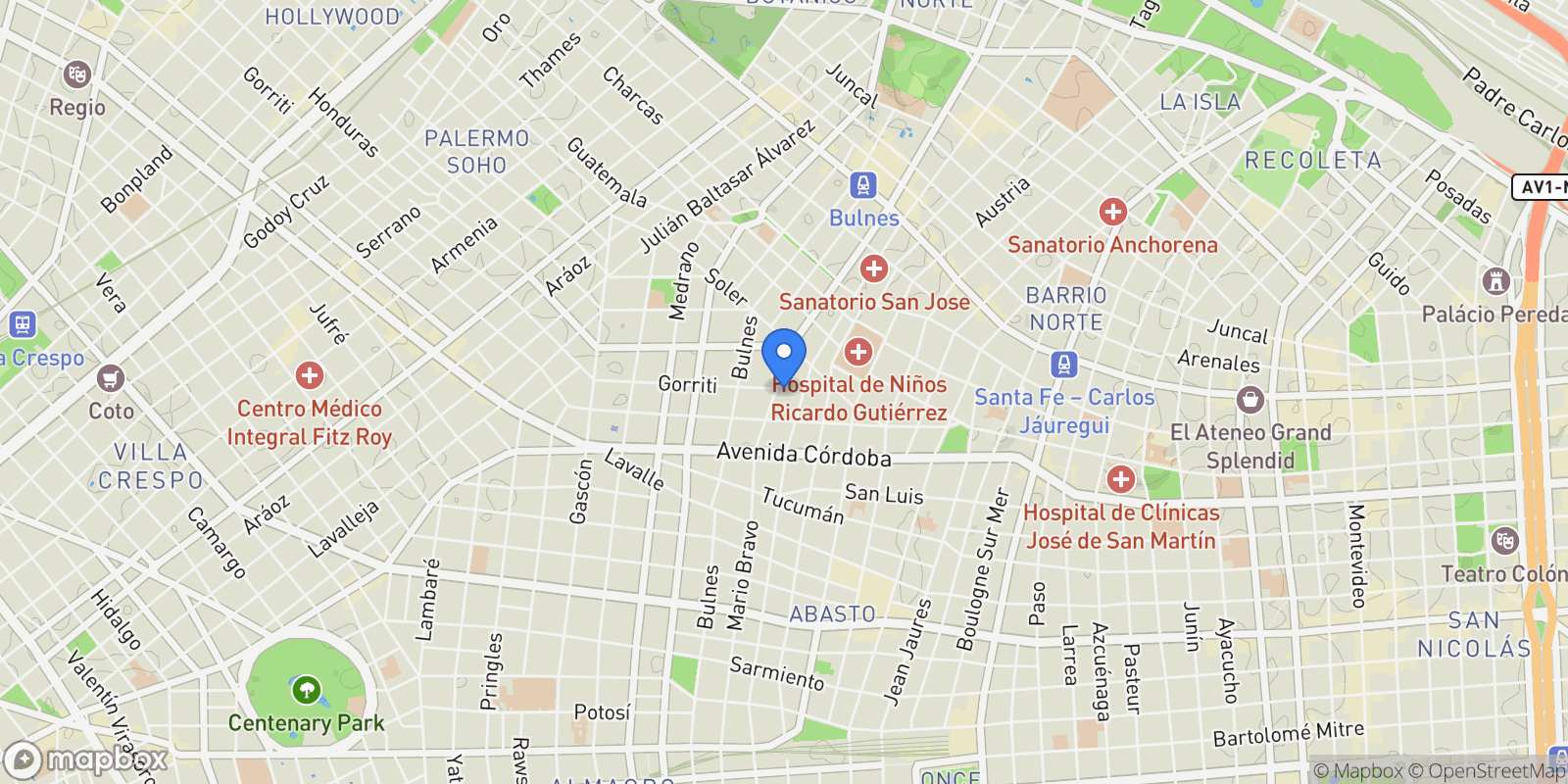 Map showing Gorriti al 3500, Palermo, Buenos Aires, Buenos Aires, Argentina.