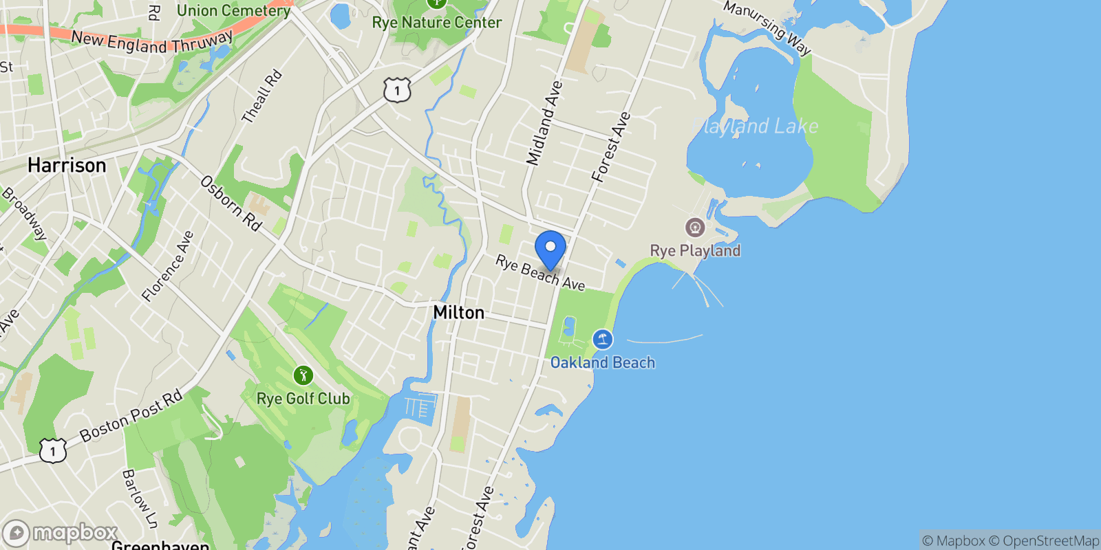 Map showing 343 Rye Beach Avenue, Rye, New York, United States.
