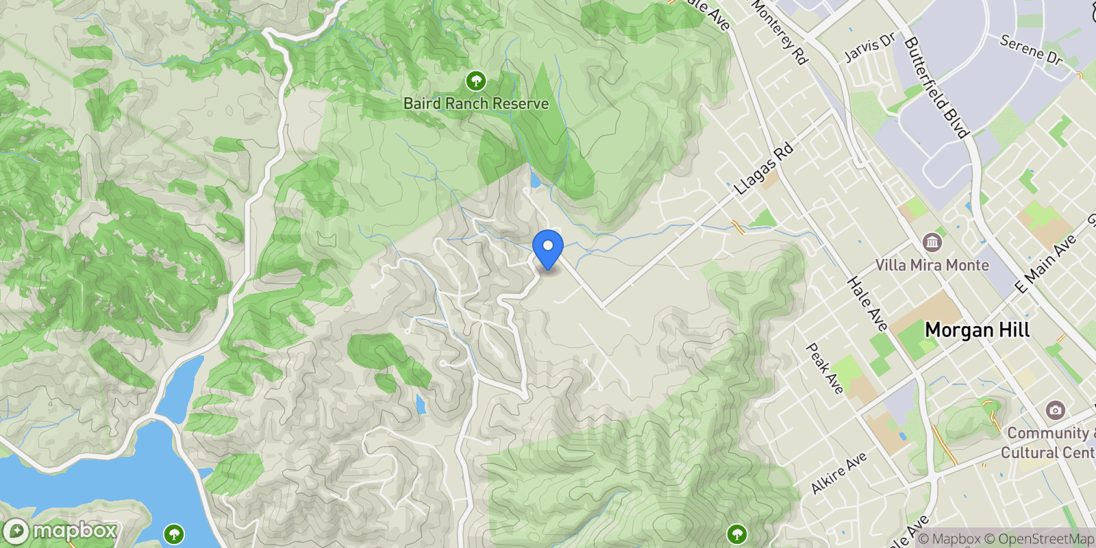 Map showing 1190 Llagas Road, Morgan Hill, California, United States.