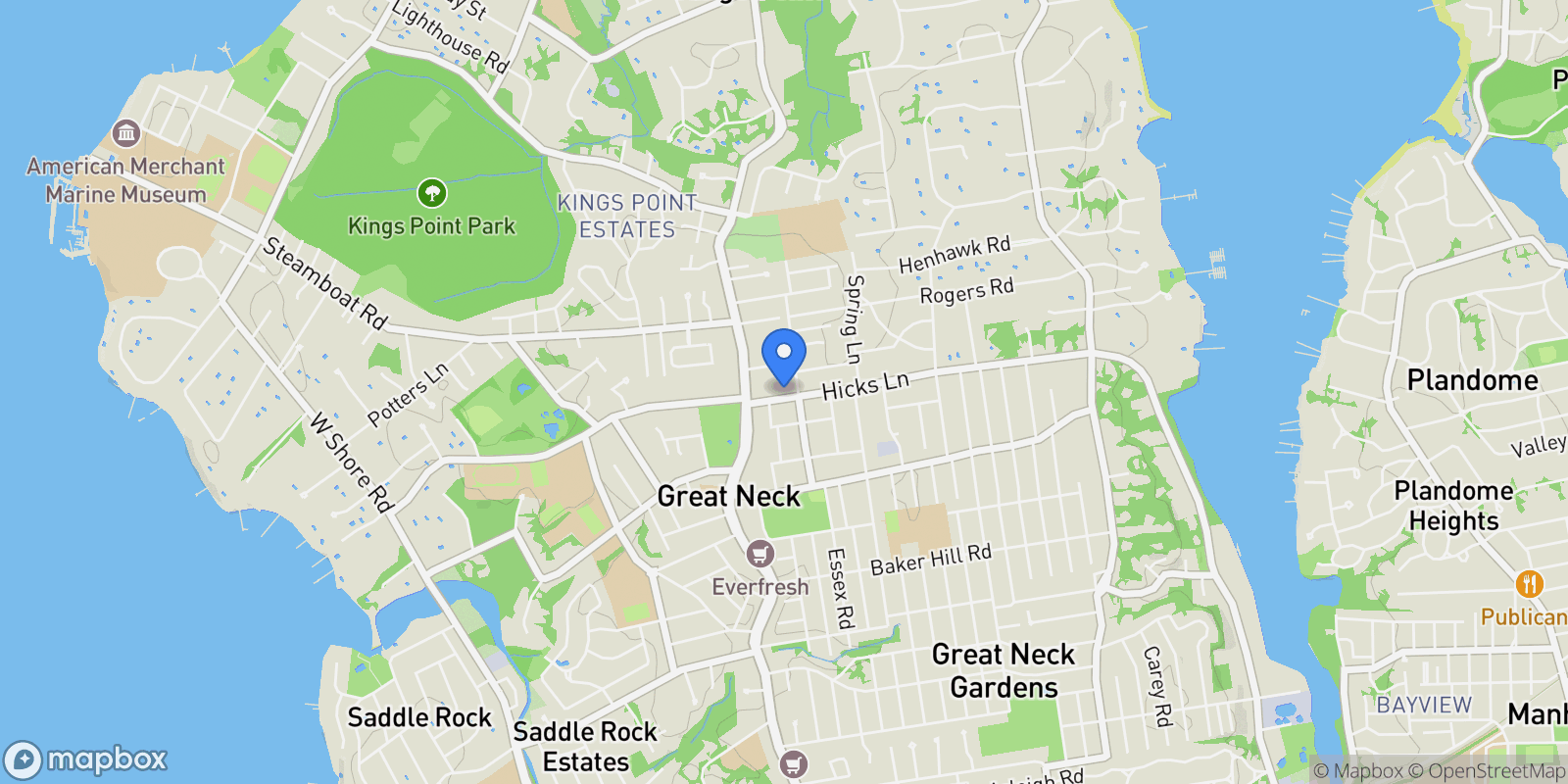 Map showing 17 Hicks Lane, Kings Point, New York, United States.