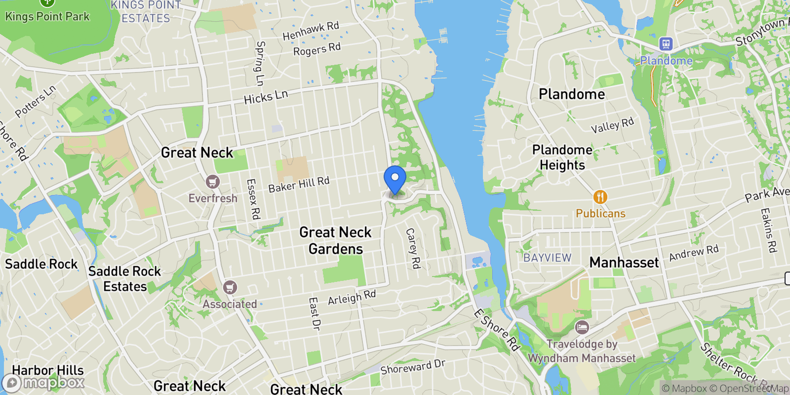 Map showing 1 Ravine Road, Great Neck, New York, United States.
