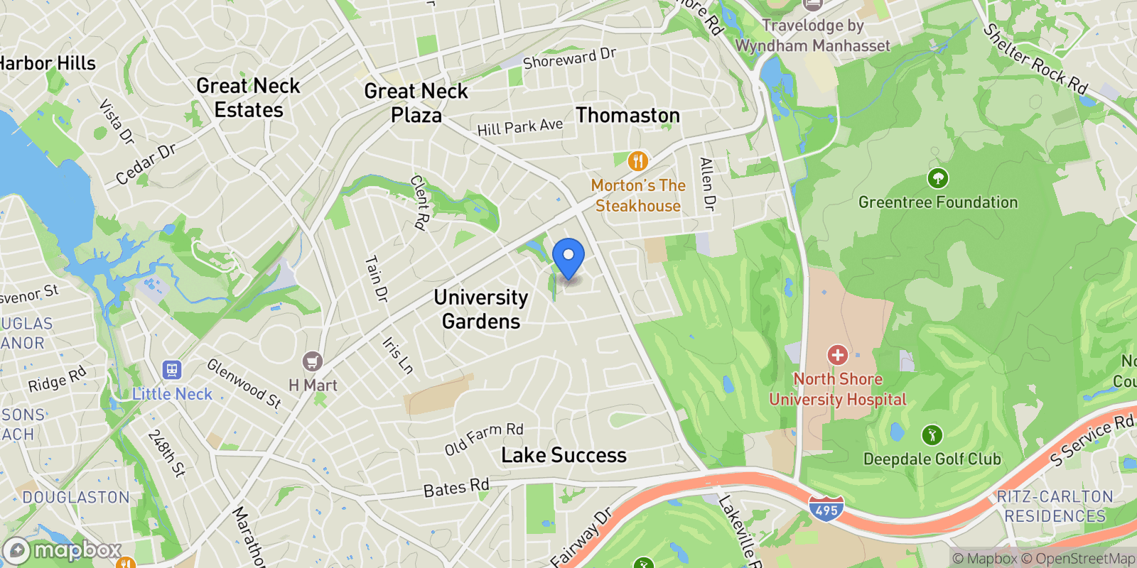 Map showing 8 Briarfield Drive, Great Neck, New York, United States.