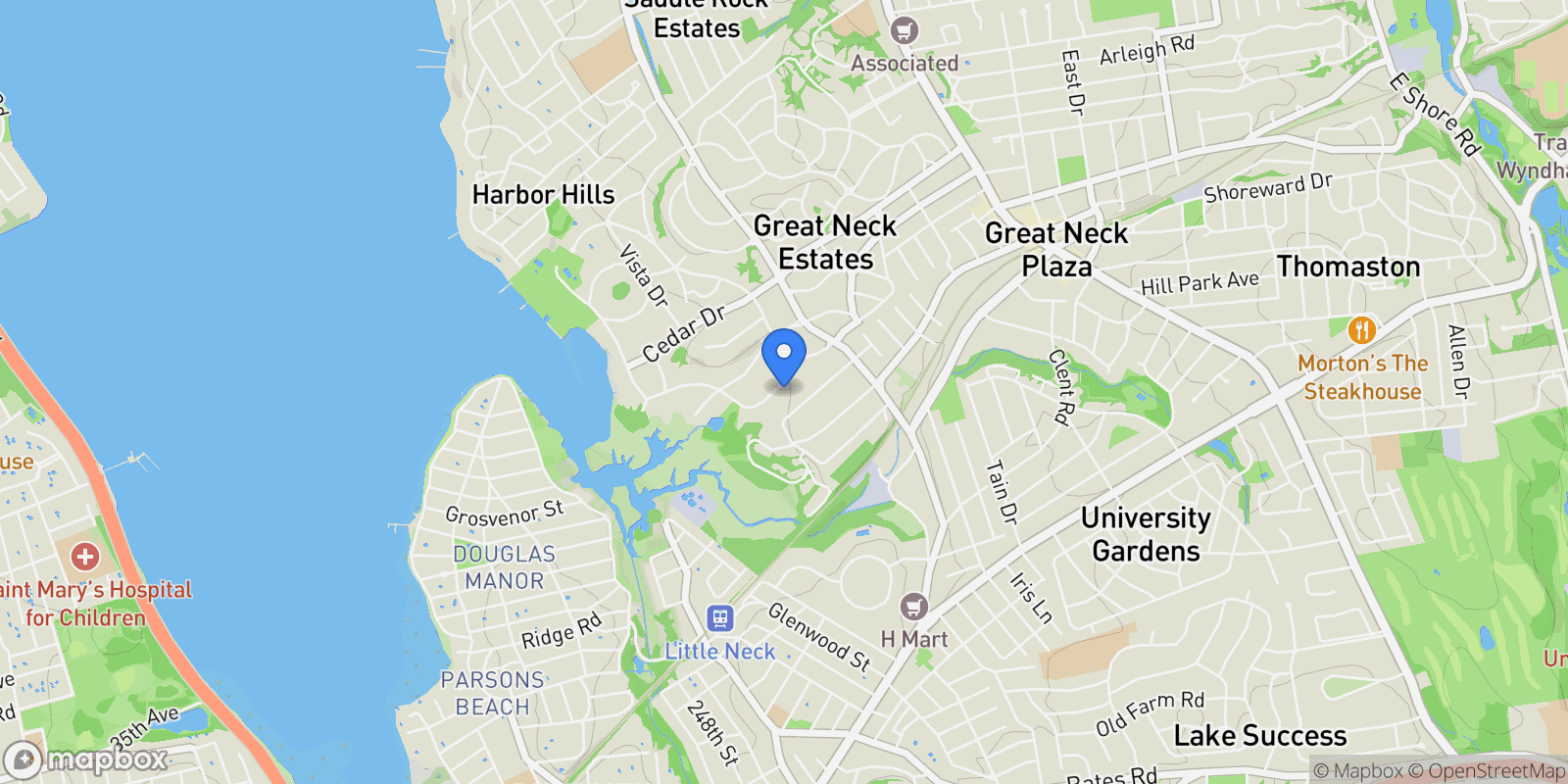 Map showing 13 Laurel Drive, Great Neck, New York, United States.