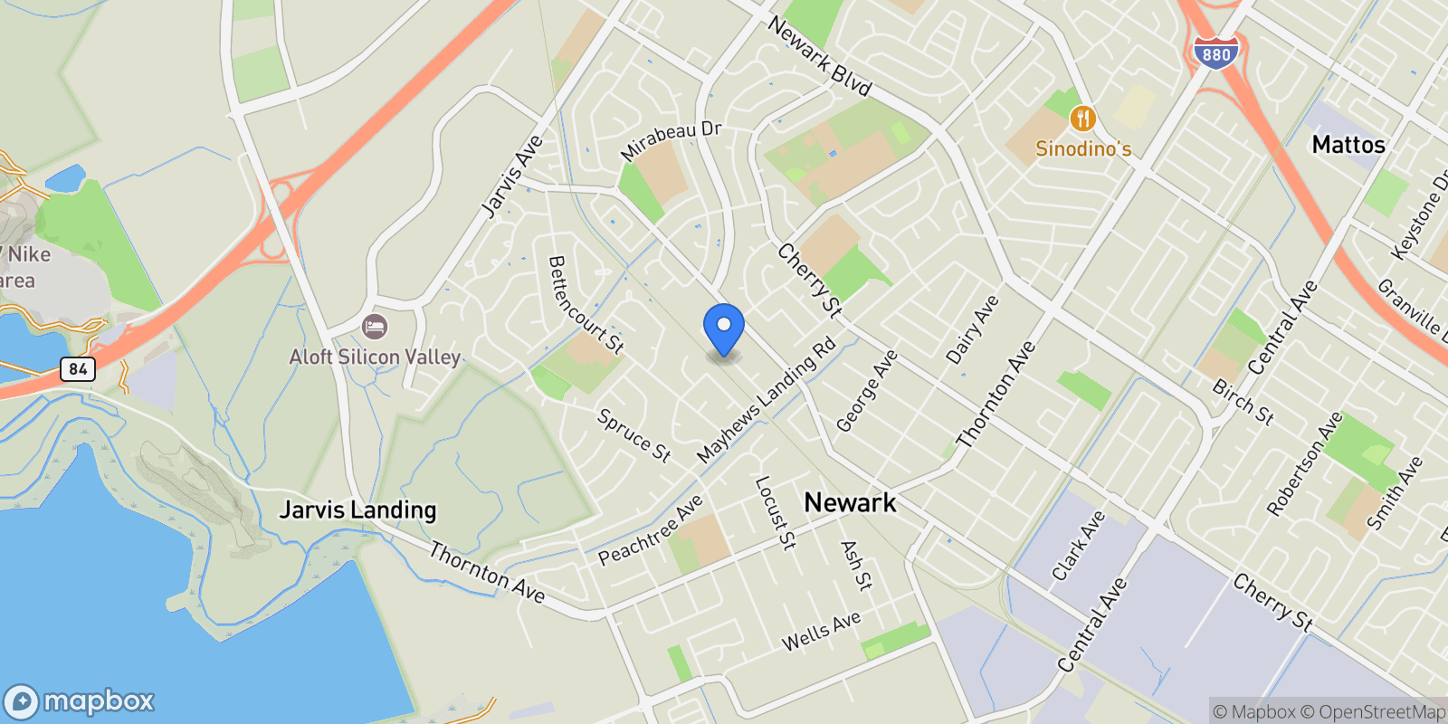 Map showing 36383 Colbert St, Newark, California, United States.
