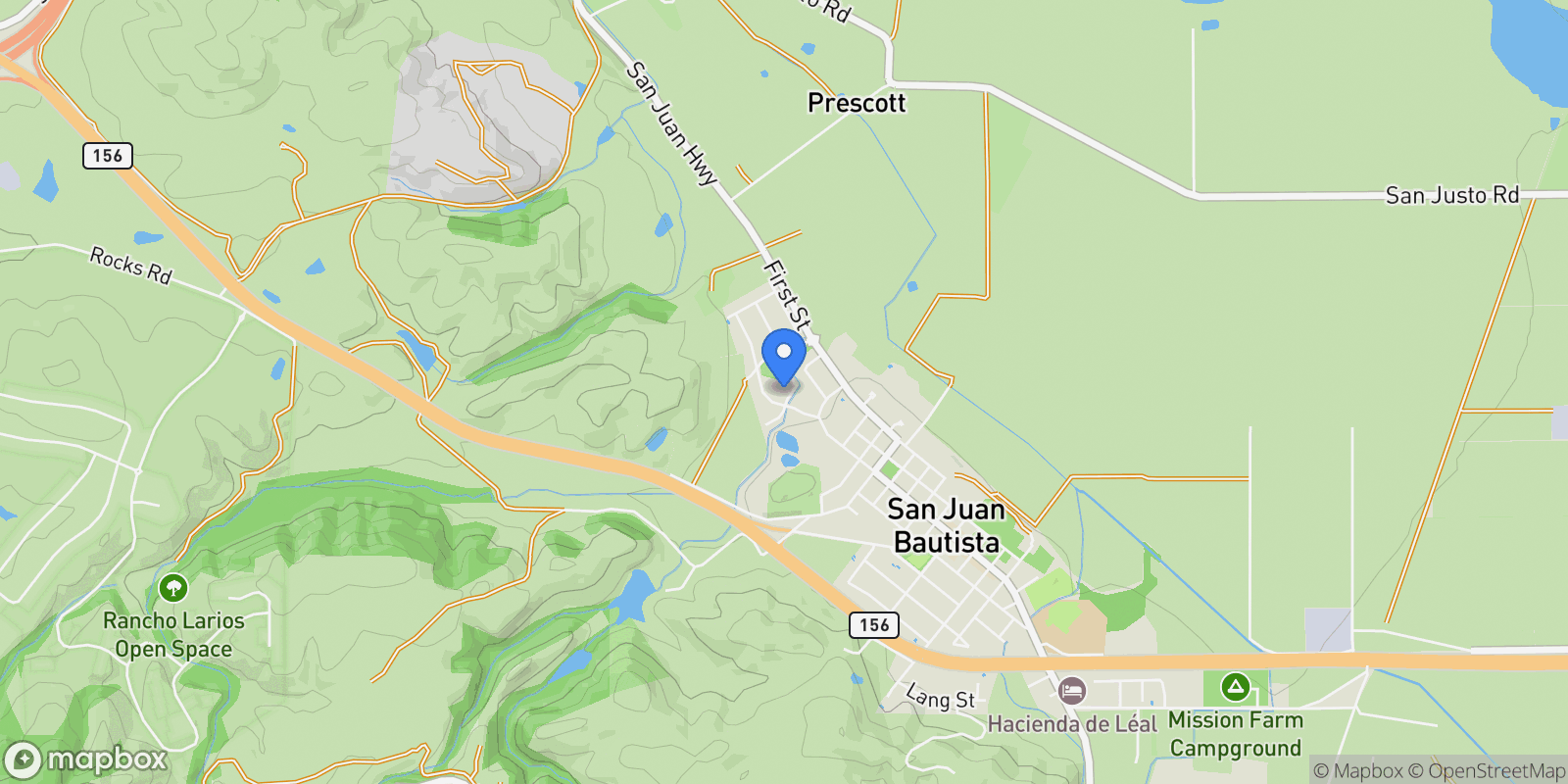 Map showing 1121 Trailside Drive, San Juan Bautista, California, United States.