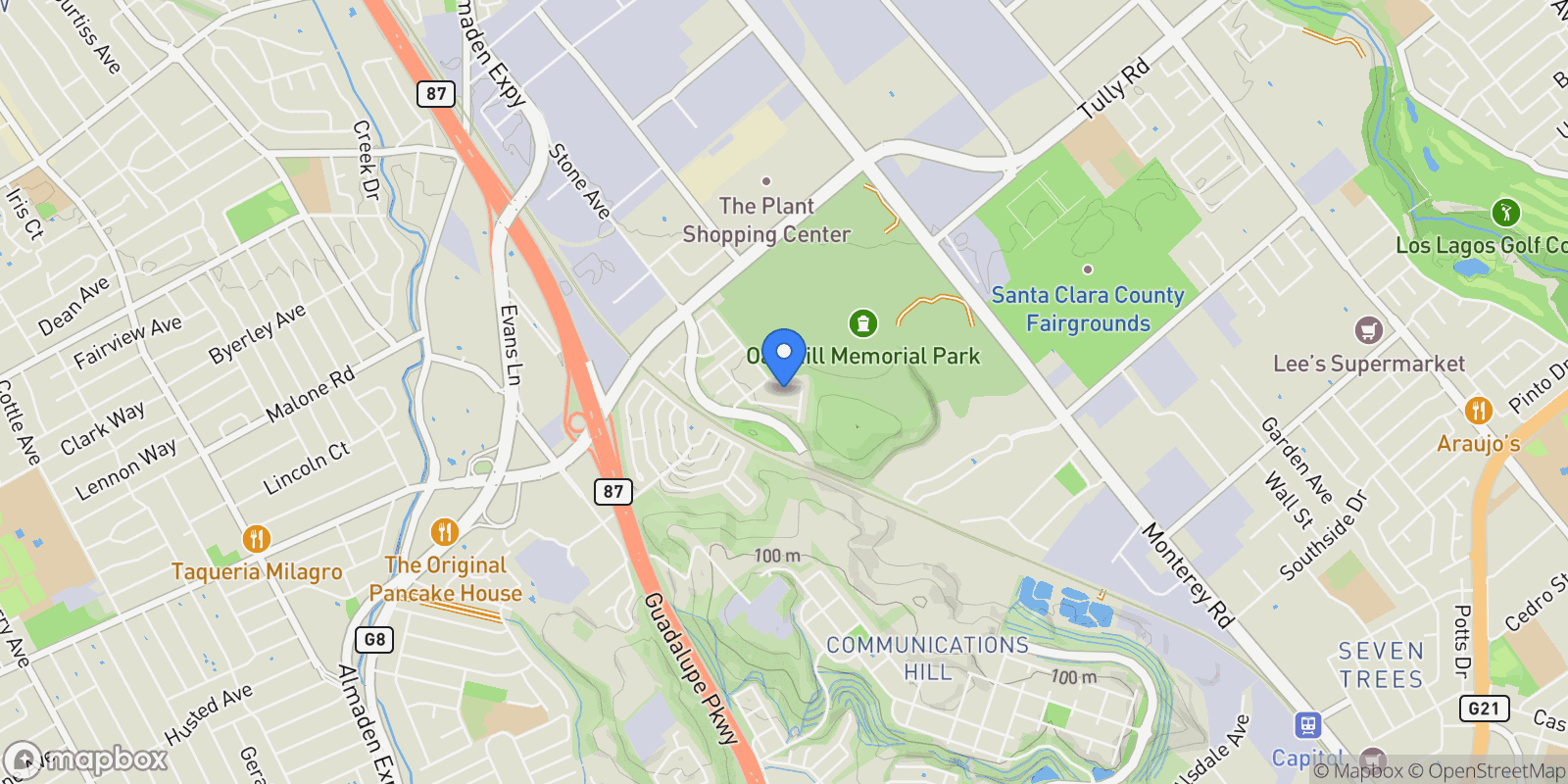 Map showing 347 Bella Ridge Terrace, San Jose, California, United States.