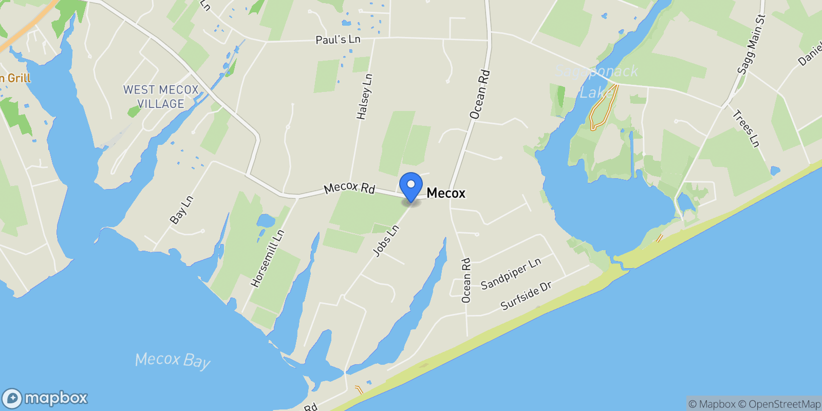 Map showing Jobs Lane, Bridgehampton, New York, United States.
