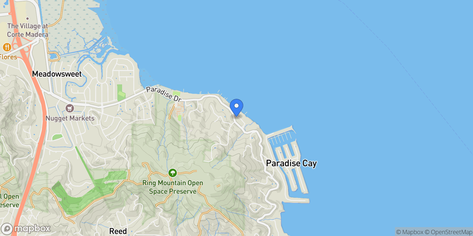 Map showing 4980 Paradise Drive, Tiburon, California, United States.