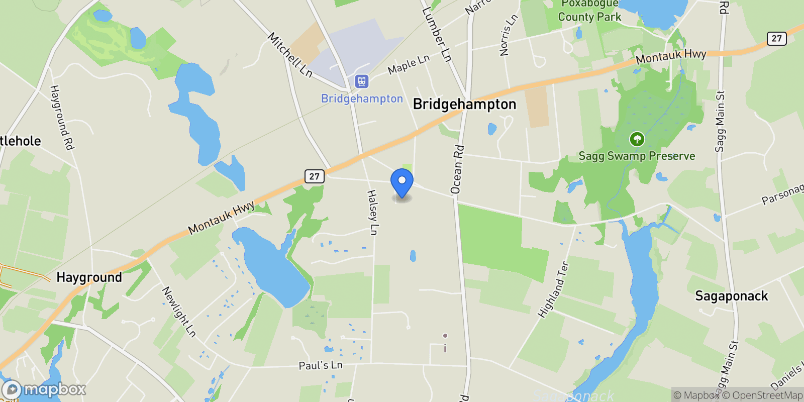 Map showing Toppings Field Court, Bridgehampton, New York, United States.