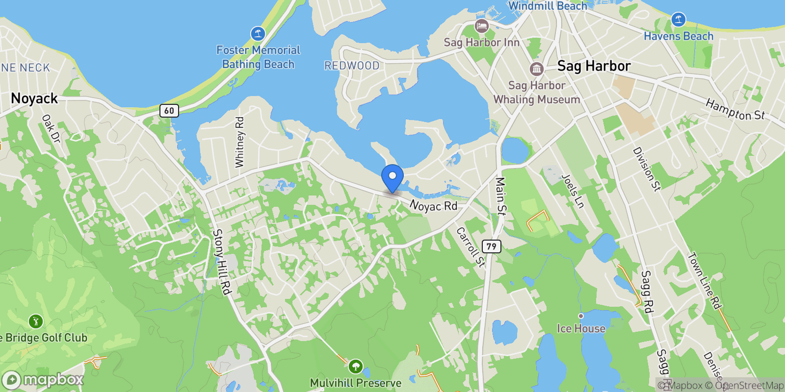 Map showing Noyack Road, Sag Harbor, New York, United States.
