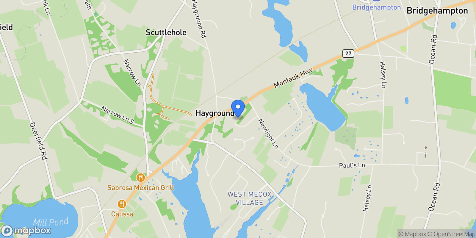 Map showing Osprey Way, Water Mill, New York, United States.