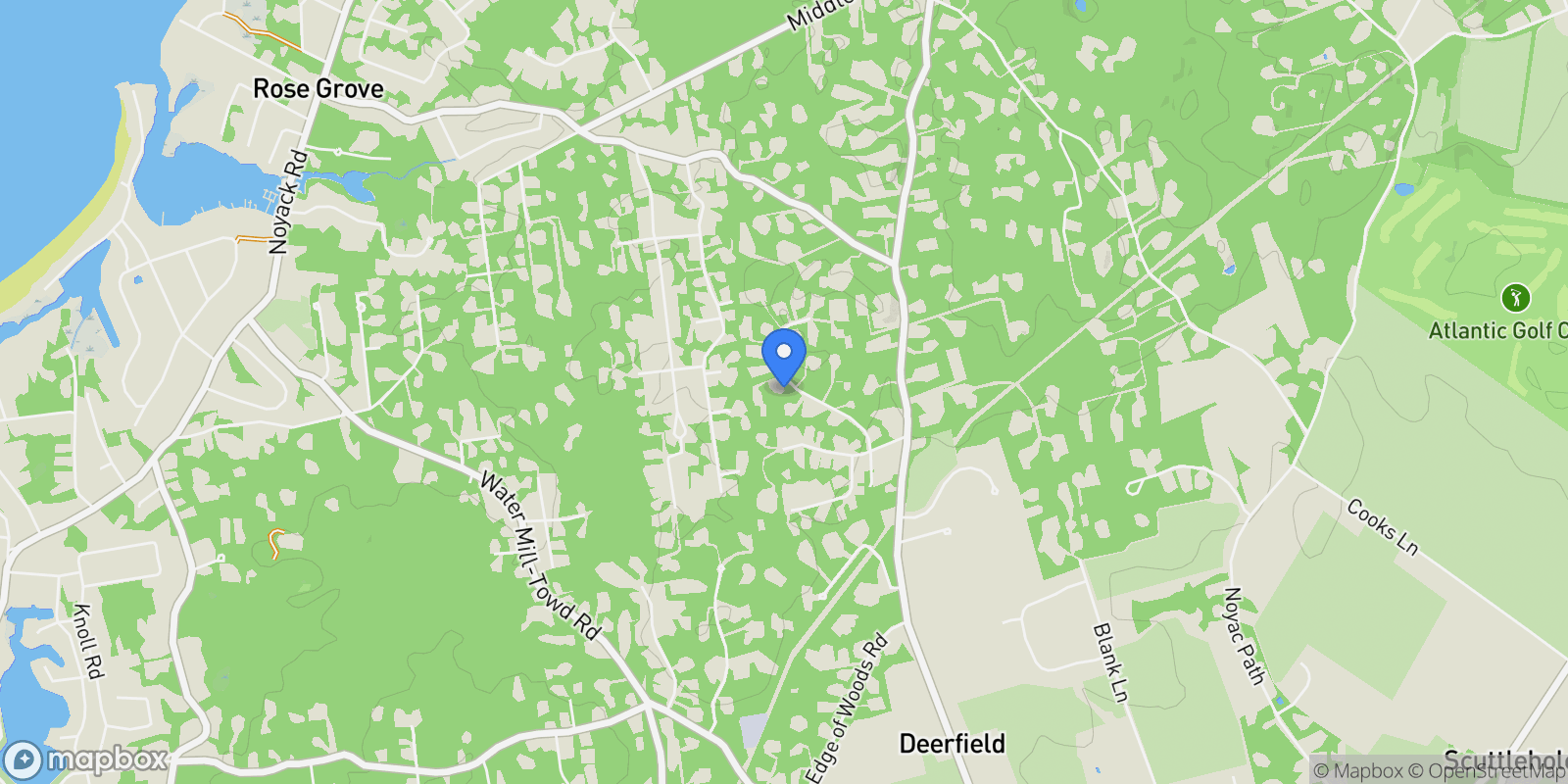 Map showing Tanager Lane, Water Mill, New York, United States.
