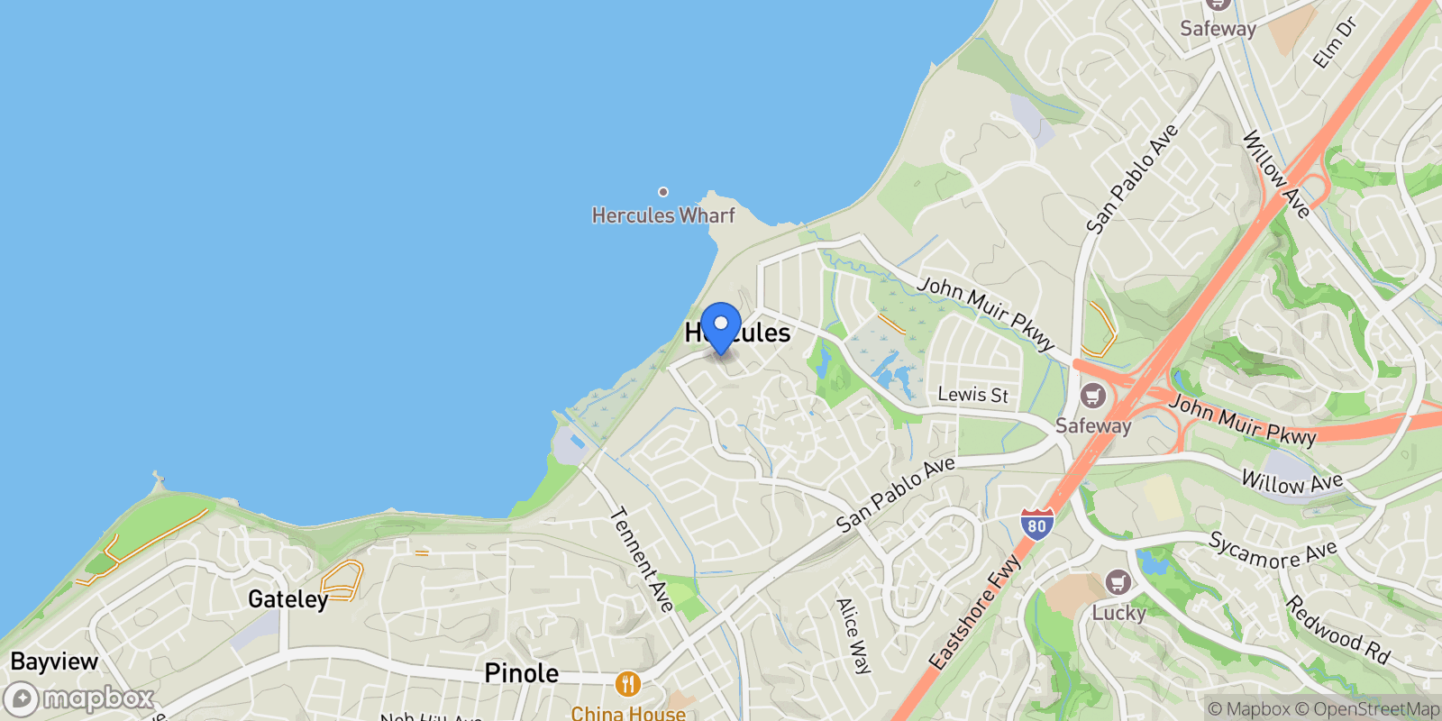 Map showing 1018 PROMENADE ST., Hercules, California, United States.