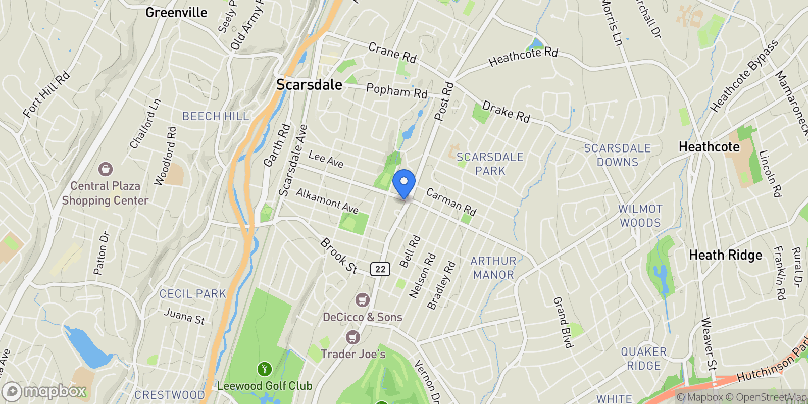 Map showing 174 Boulevard, Scarsdale, NY 10583, Scarsdale, New York, United States.