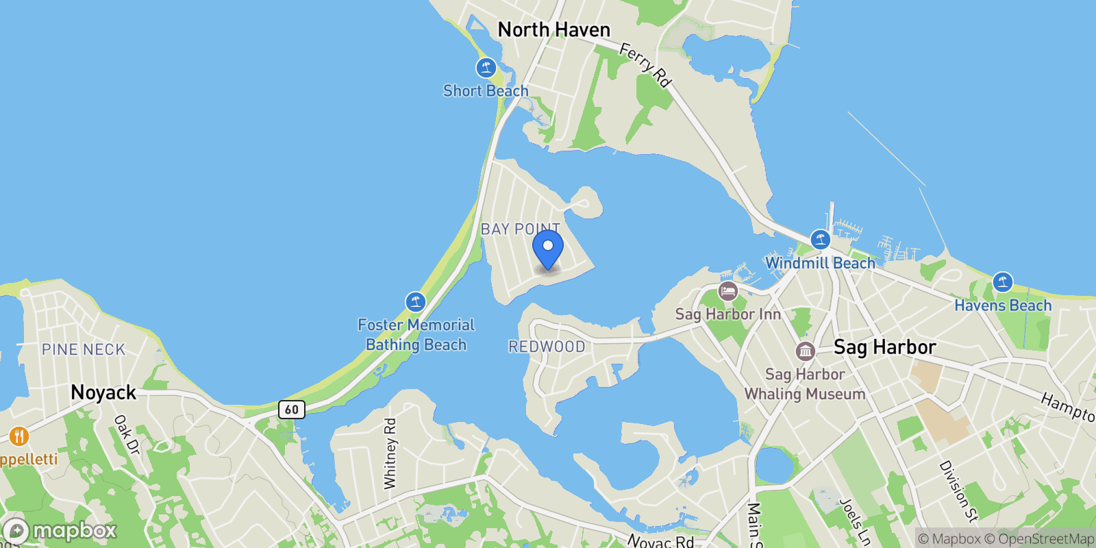Map showing Bay View Drive East, Sag Harbor, New York, United States.