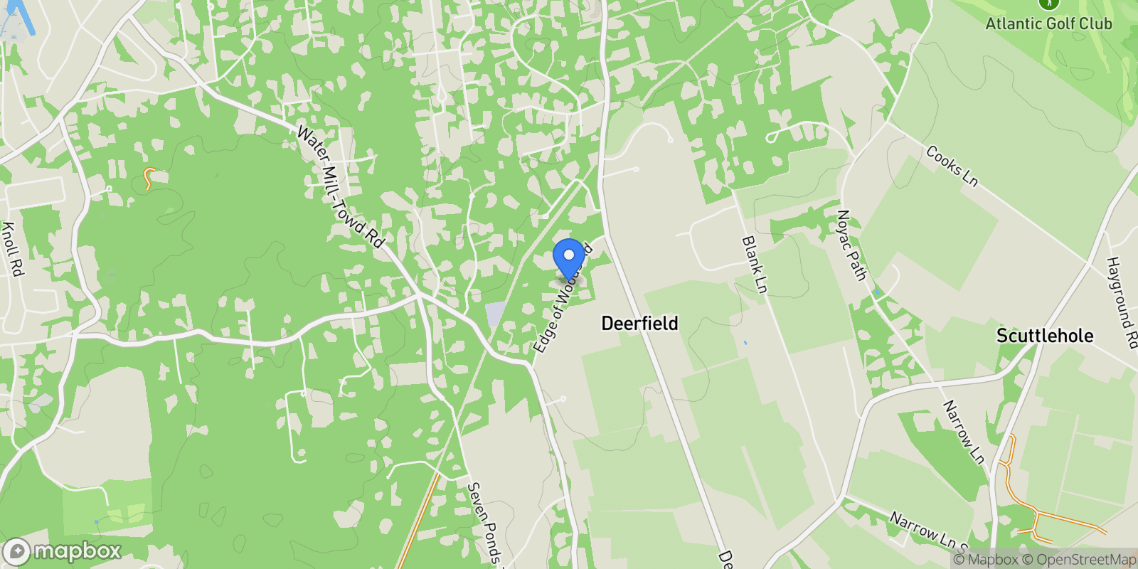 Map showing Edge of Woods Road, Water Mill, New York, United States.