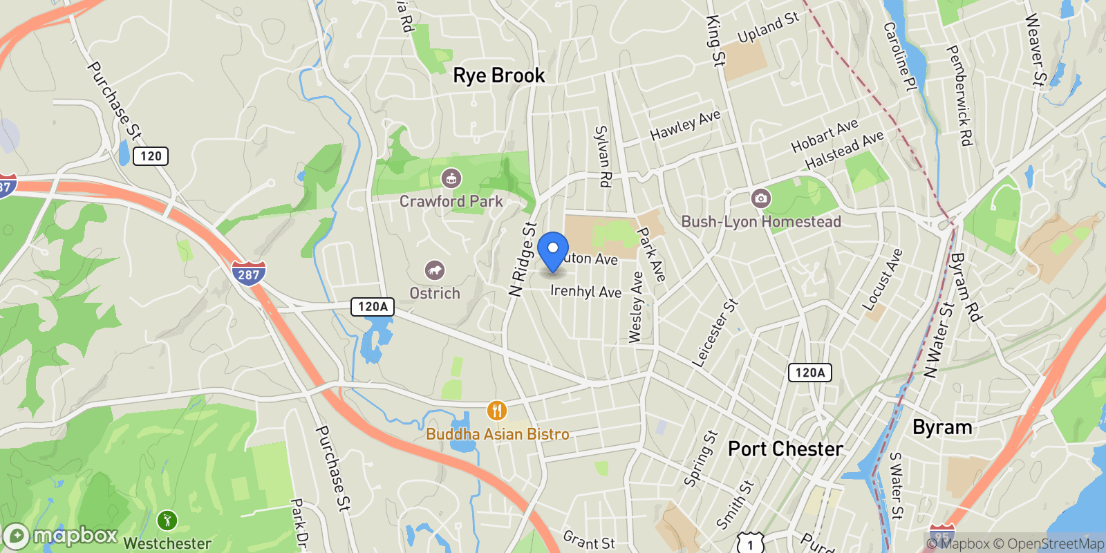 Map showing 10 Maywood Avenue, Rye Brook, NY 10573, Port Chester, New York, United States.