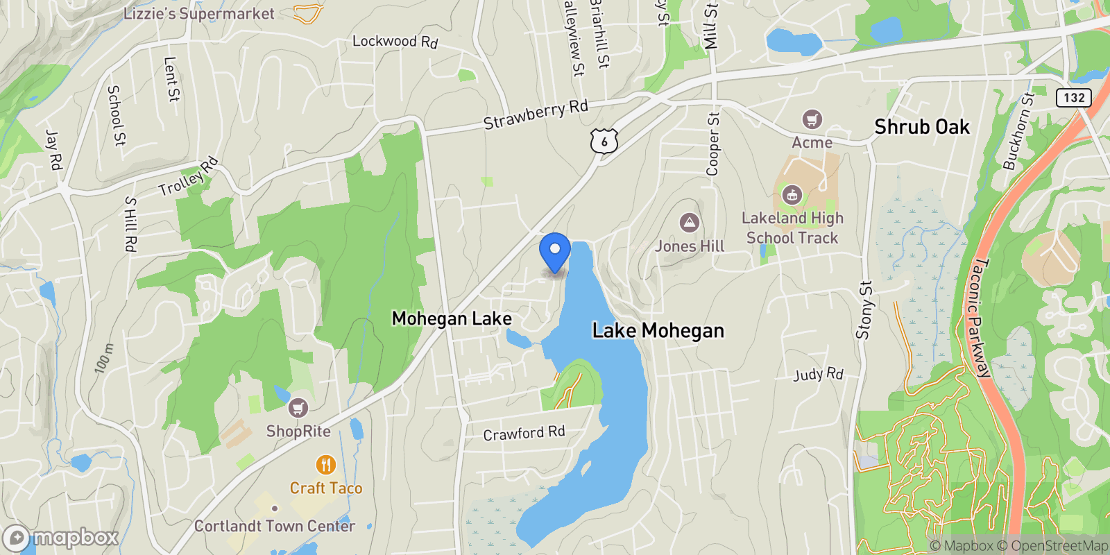 Map showing 108 Sunfish Landing, Mohegan Lake, NY 10547, Mohegan Lake, New York, United States.