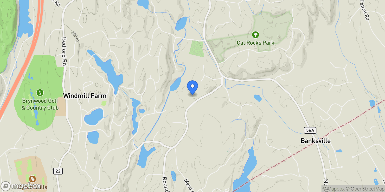 Map showing 25 Round Hill Road, Armonk, NY 10504, Greenwich, New York, United States.