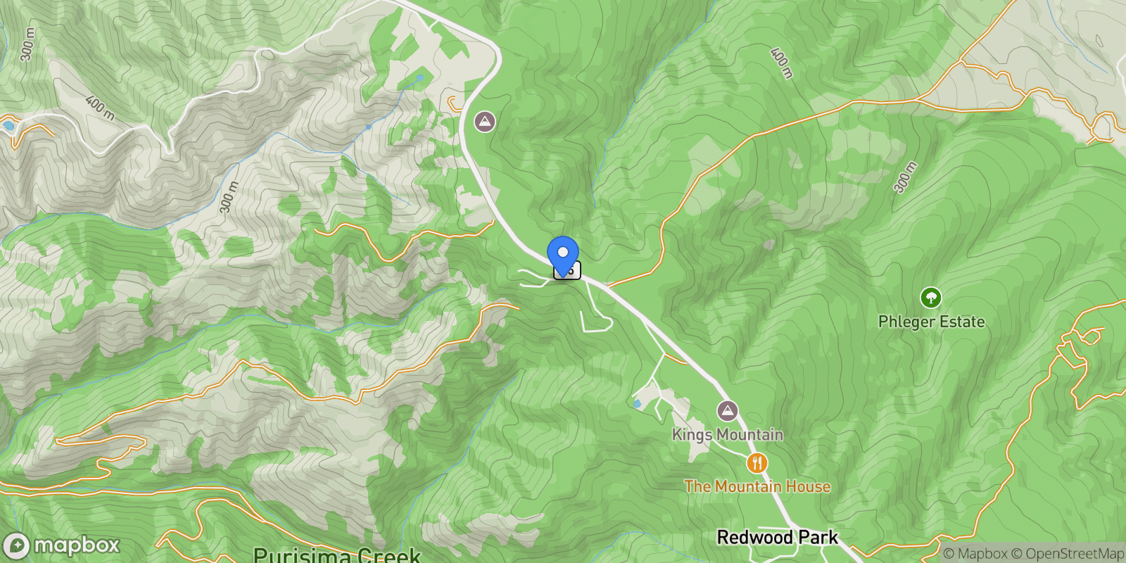 Map showing 103 Harkins Road, Emerald Hills, California, United States.