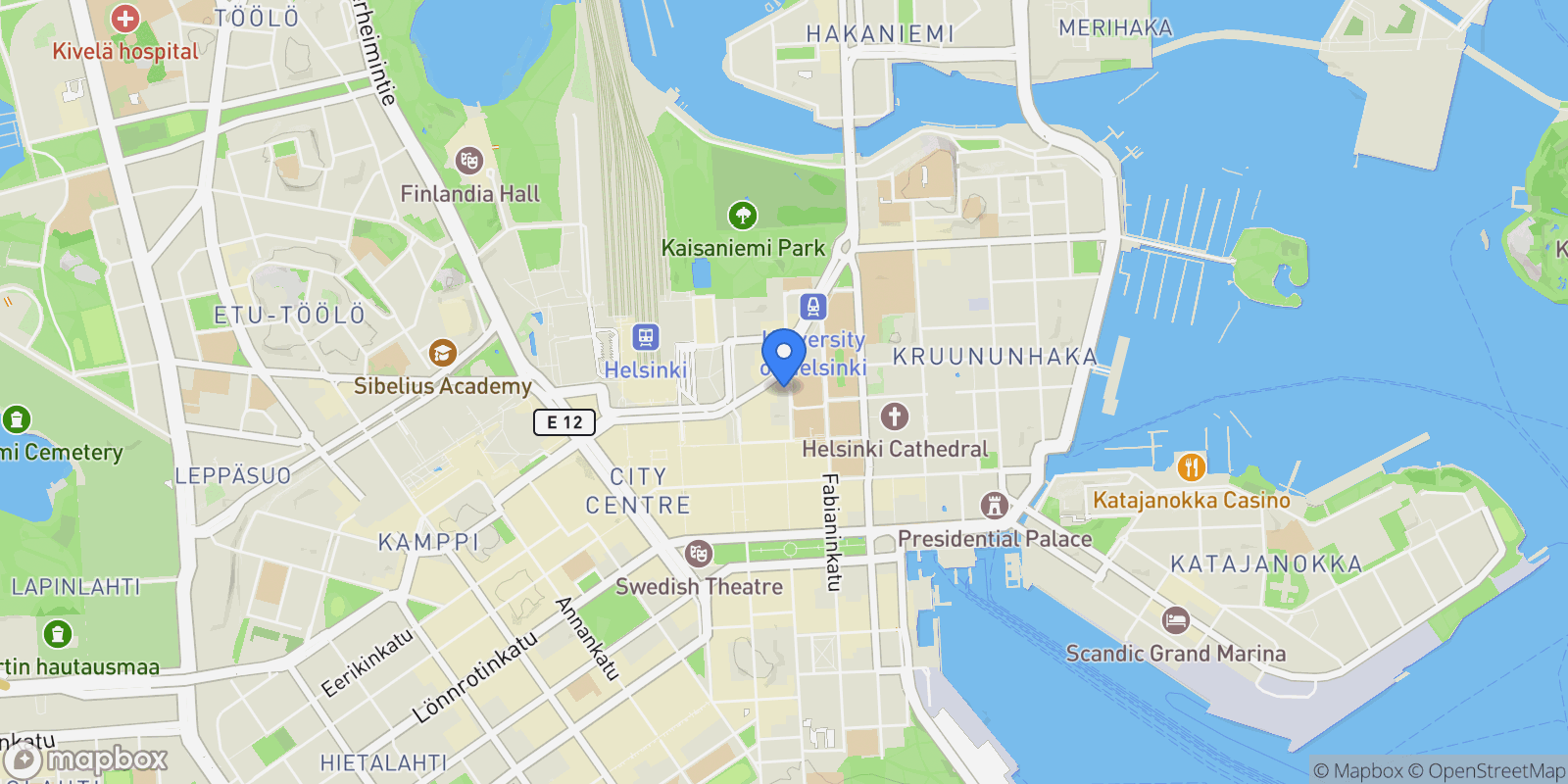 Map showing Vuorikatu 8, 00100 Helsinki, Finland, Helsinki, Uusimaa, Finland.