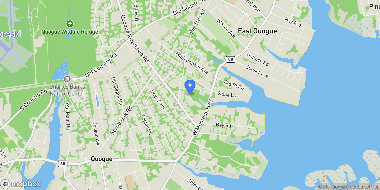 Map showing Arbutus Road, Quogue, New York, United States.