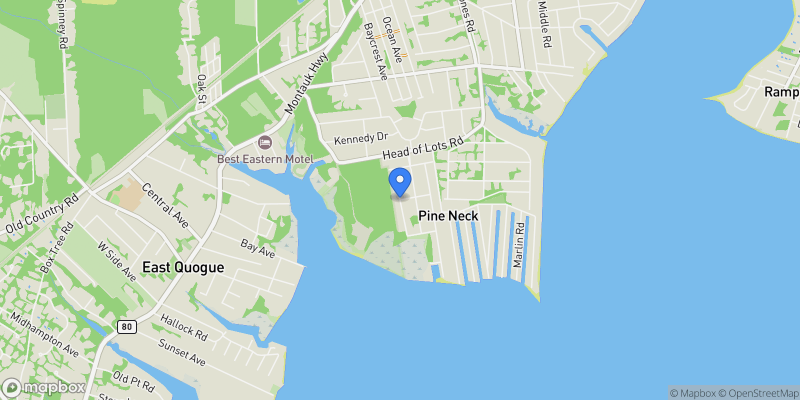 Map showing Canvasback Lane, East Quogue, New York, United States.
