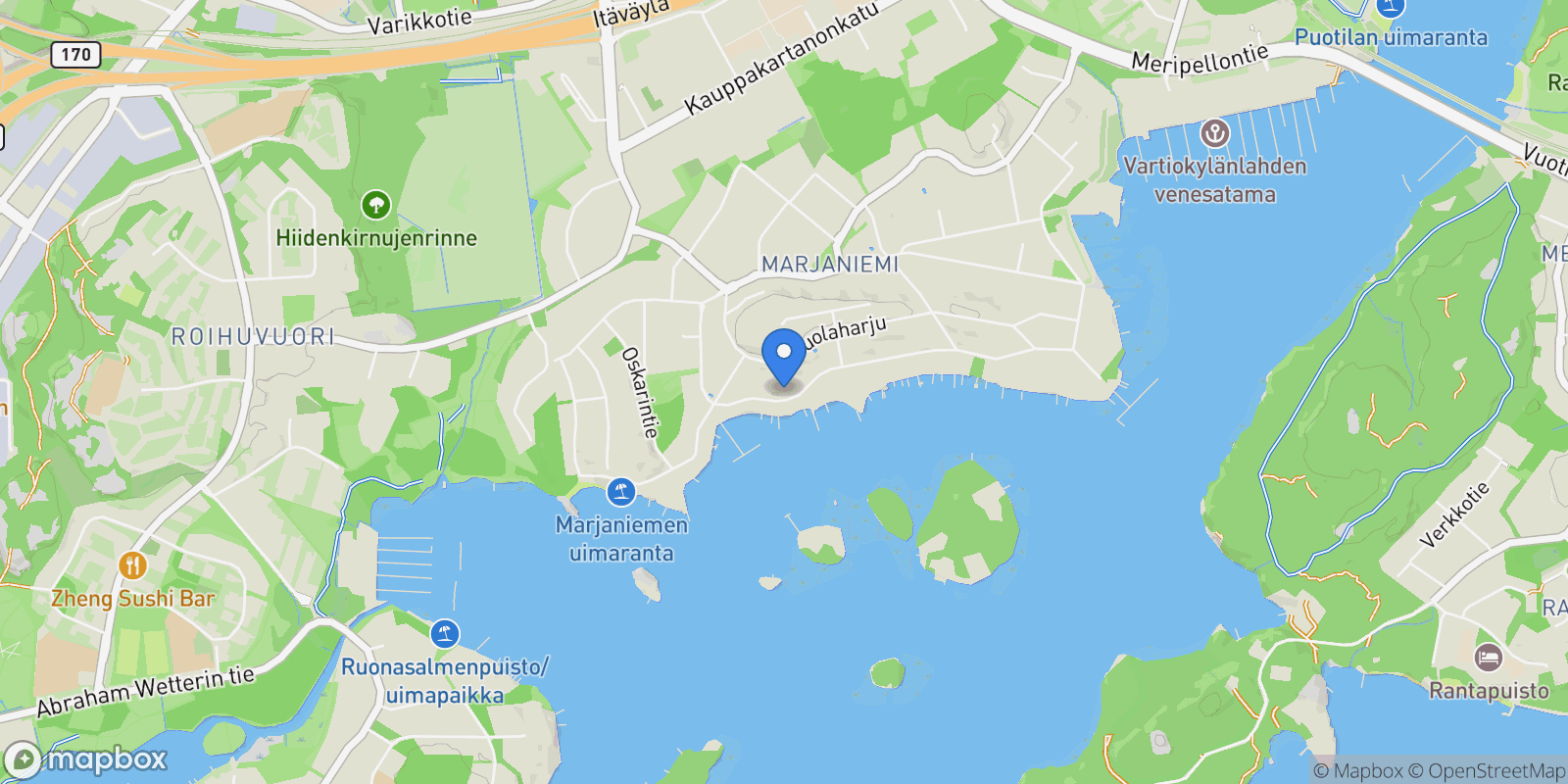 Map showing Marjaniemenranta 35, 00930 Helsinki, Finland, Helsinki, Uusimaa, Finland.