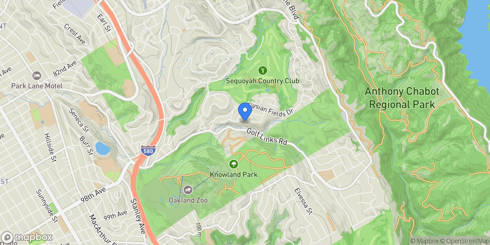 Map showing 10353 Royal Oak Rd, Oakland, California, United States.