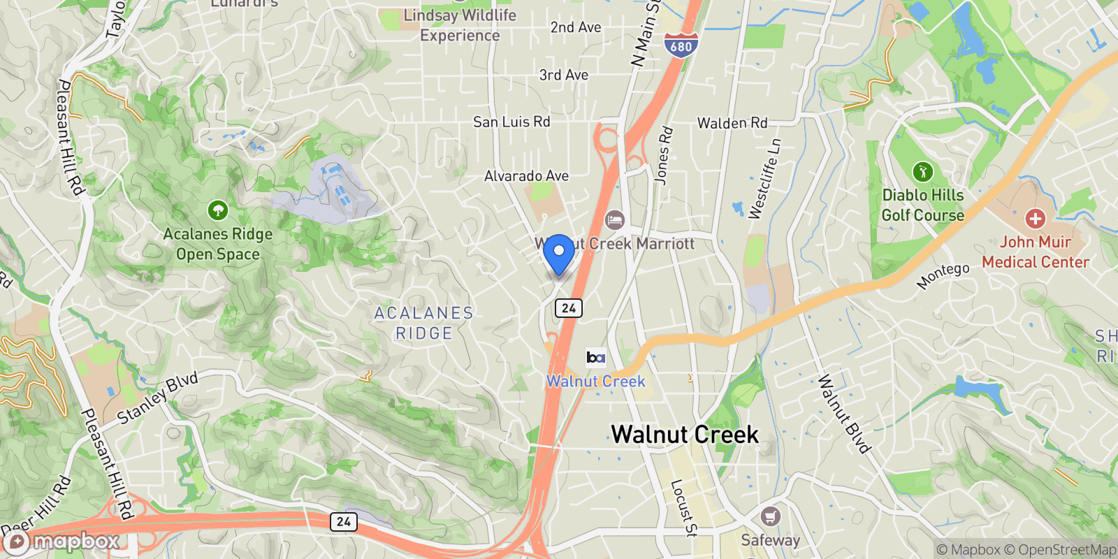 Map showing Walnut Creek, California, United States.