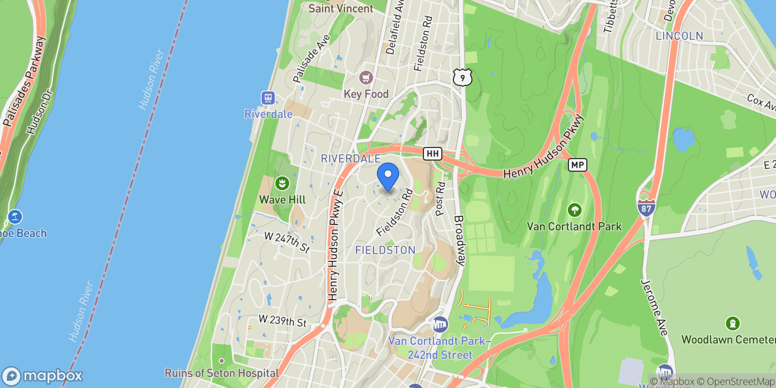 Map showing 5030 Grosvenor Avenue, New York, New York, United States.